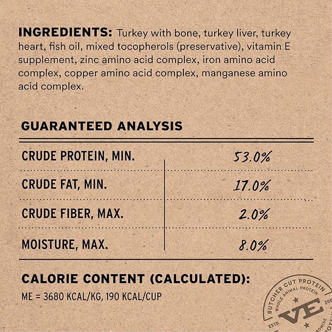 Vital essentials freeze dried turkey entree 12 oz