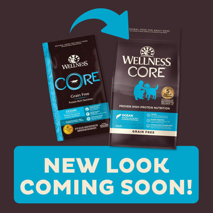 Wellness Core Grain - Free High - Protein Dry Dog Food – Ocean Whitefish, Herring & Salmon Recipe, 4 lb Bag | Natural Ingredients for Adult Dogs