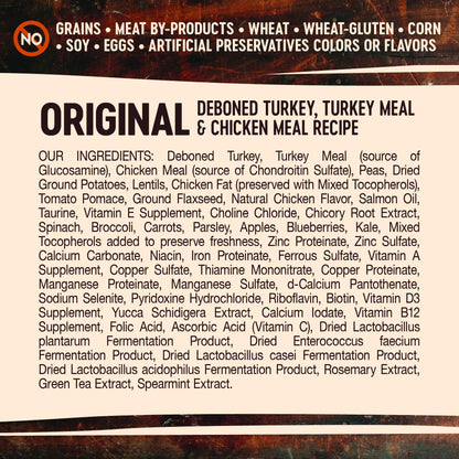 Wellness Core Grain - Free High - Protein Dry Dog Food – Original Turkey & Chicken Recipe, 4 lb Bag | Natural Ingredients for Adult Dogs