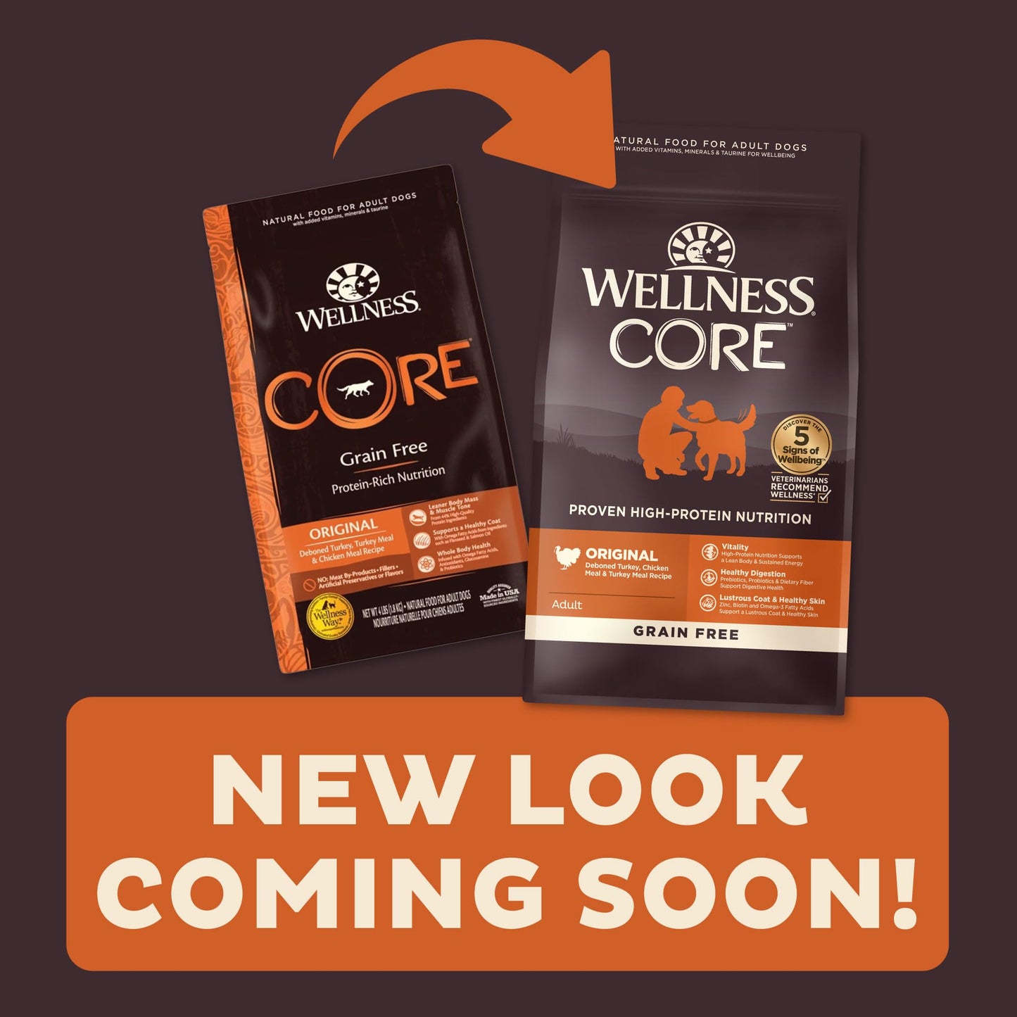 Wellness Core Grain - Free High - Protein Dry Dog Food – Original Turkey & Chicken Recipe, 4 lb Bag | Natural Ingredients for Adult Dogs