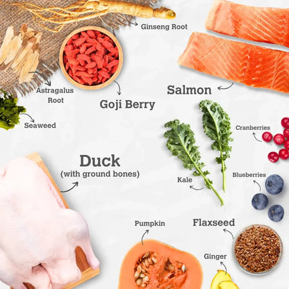 When East meets west charmy salmon & duck harmony recipe freeze dried raw dog food 5.2oz