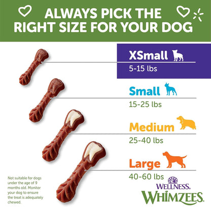 Whimzees by Wellness Brushzees Natural Grain Free X - Small Dental Chews for Dogs, 12.7 oz., Count of 48