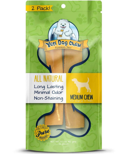 Yeti Natural Yak Cheese Long Lasting Dog Chews for Aggressive Chewers, Medium Dog, 2 Pieces, 5 Oz