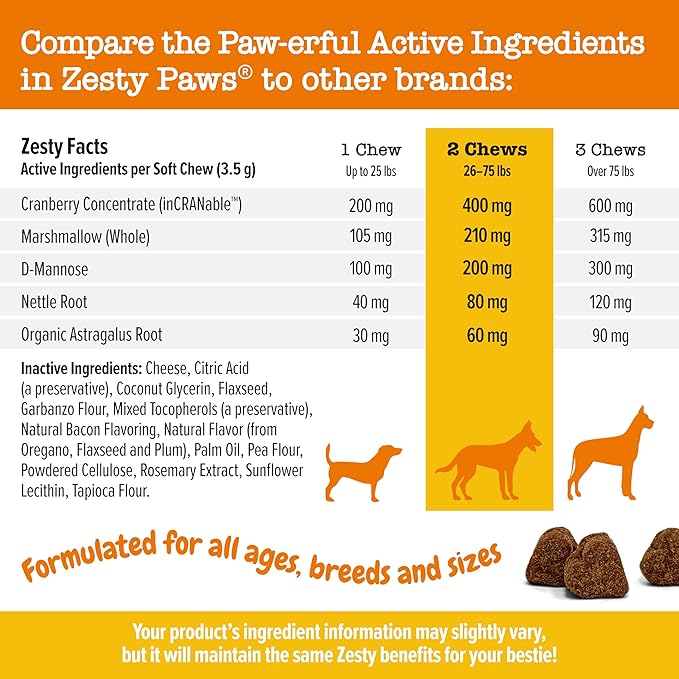 Zesty paws urinary tract bites 90 soft chews chicken flavor