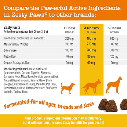 Zesty paws urinary tract bites 90 soft chews chicken flavor